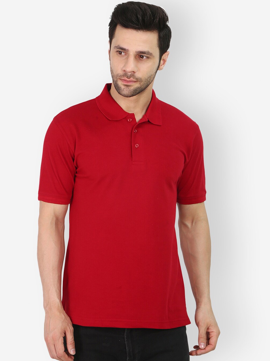 

TEEMOODS Polo Collar Cotton T-shirt, Maroon