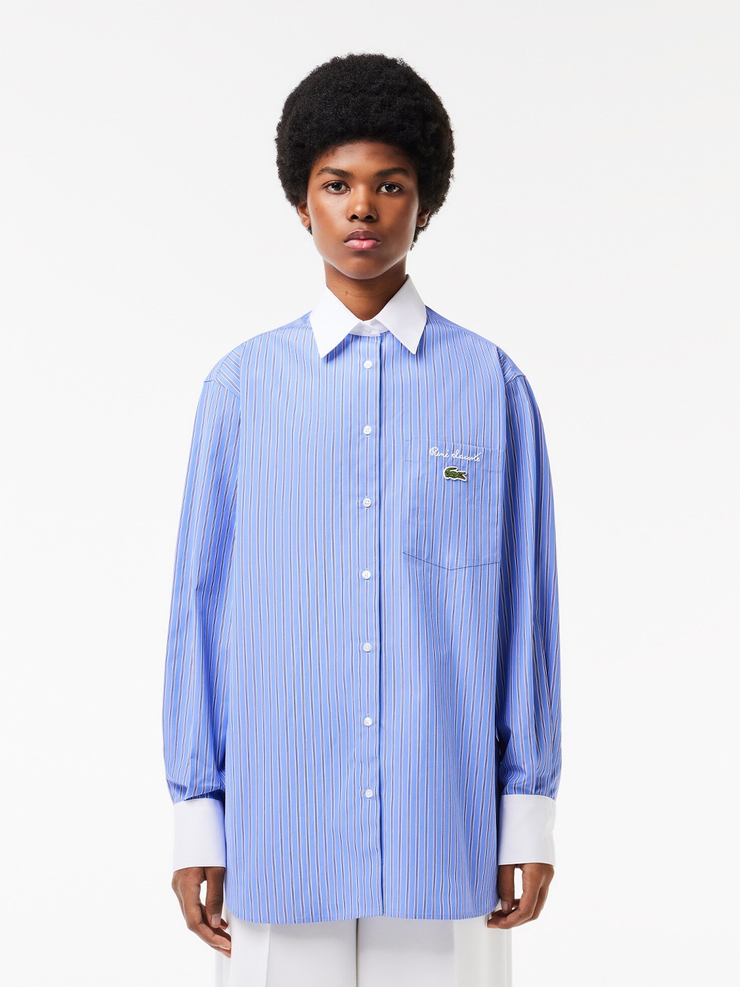 

Lacoste Vertical Stripes Cotton Casual Shirt, Blue