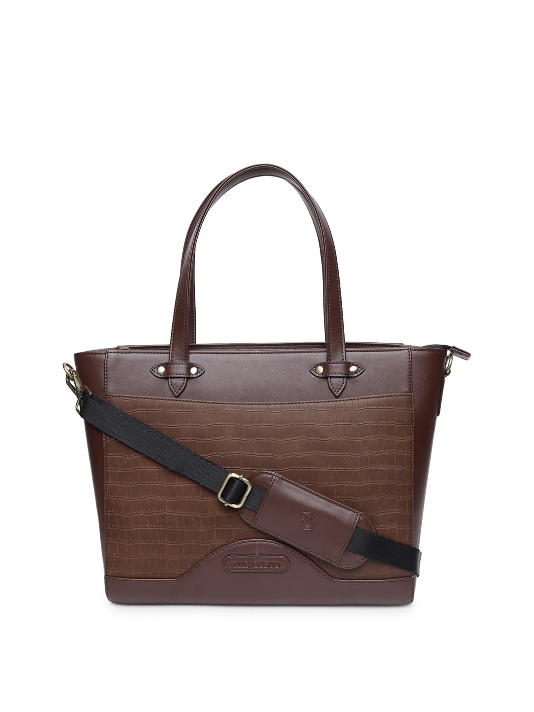 

THE GUSTO PU Oversized Shopper Shoulder Bag, Brown
