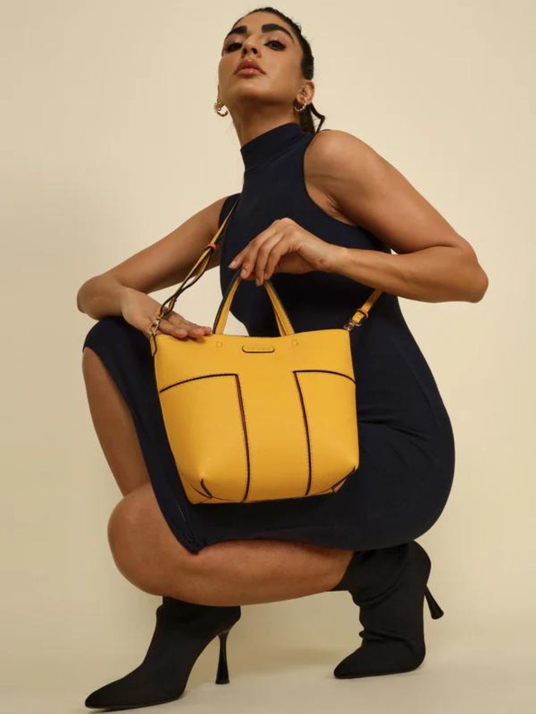 

THE GUSTO Oversized Structured Tote Bag, Yellow