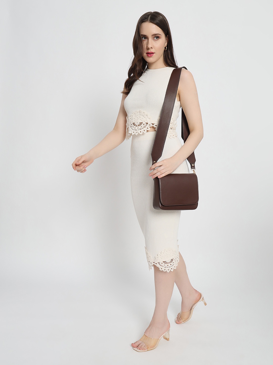 

THE GUSTO Oversized Structured Satchel Bag, Coffee brown