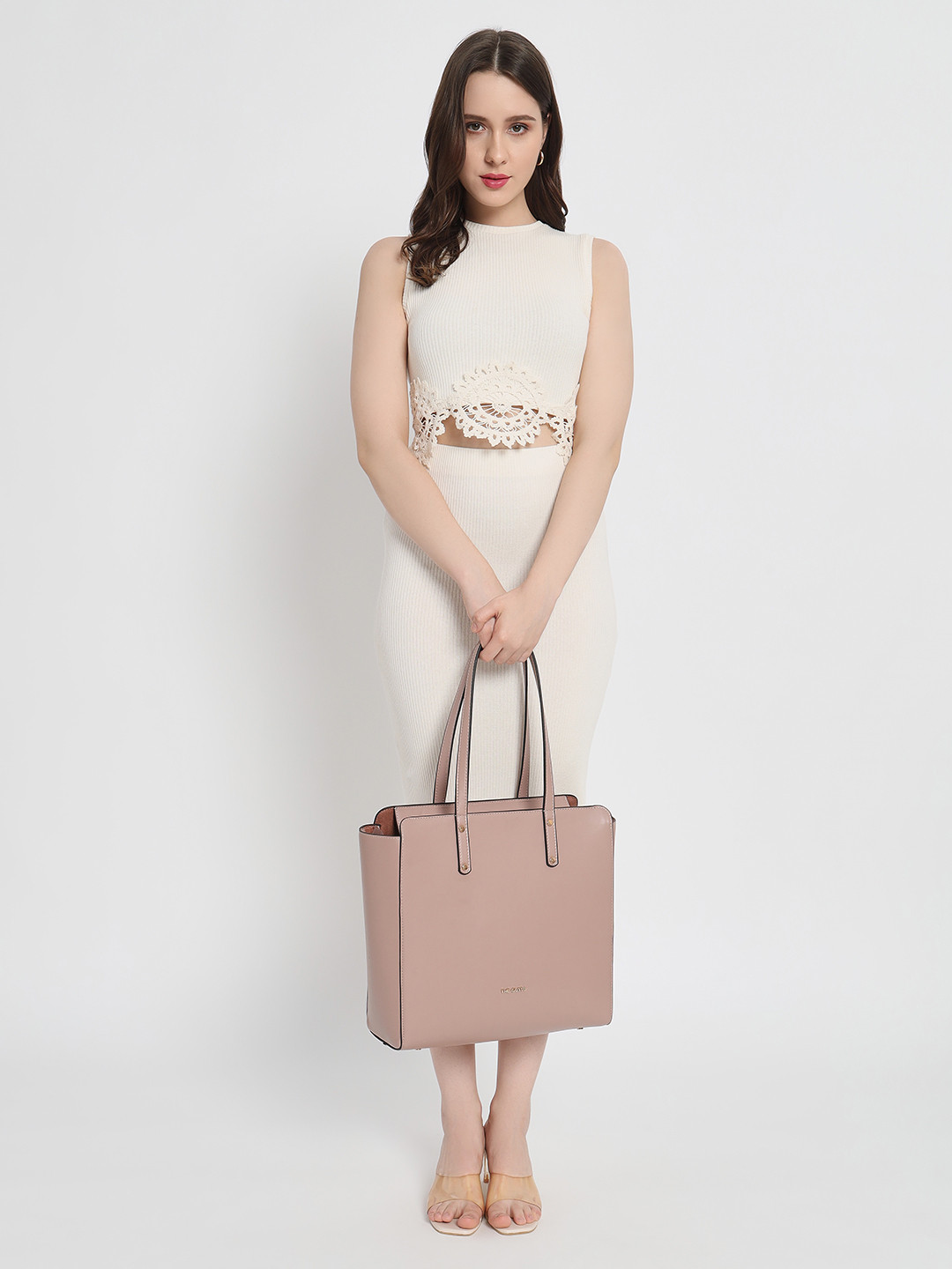 

THE GUSTO Oversized Structured Tote Bag, Pink