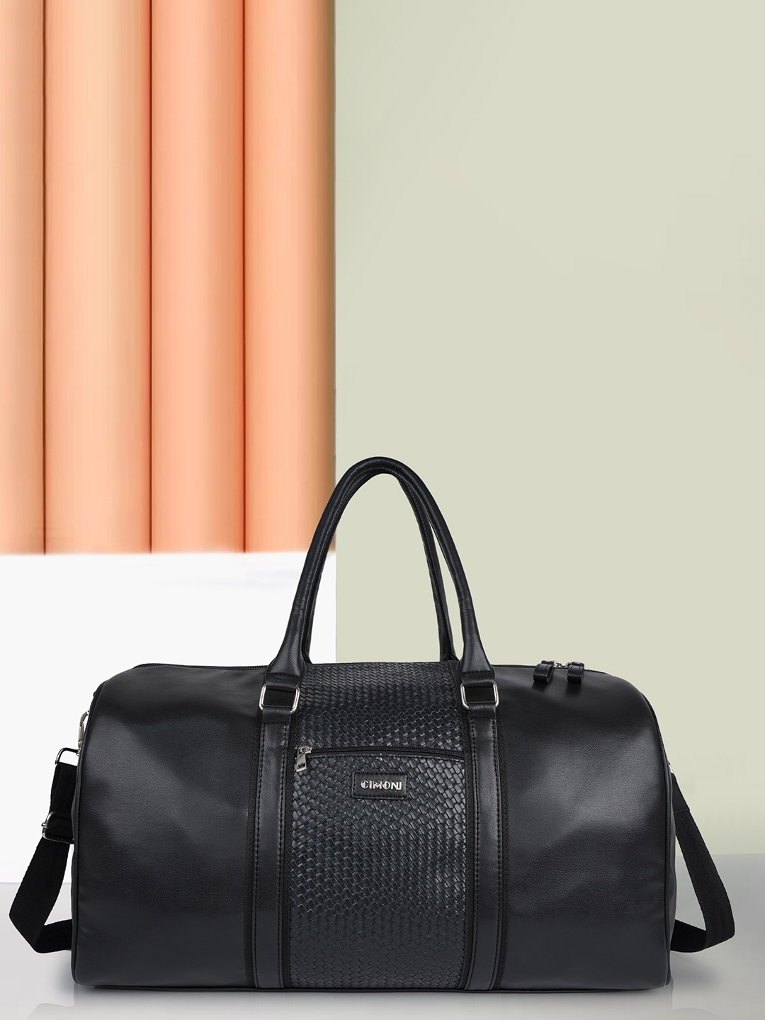 

CIMONI Leather Duffel Bag, Black