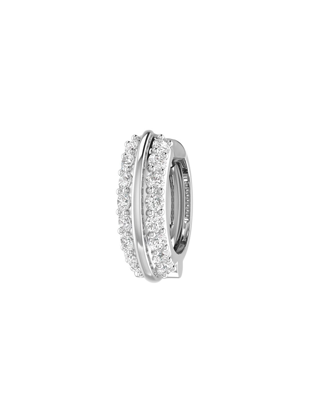 

ORIONZ Men Sterling Silver Cubic Zirconia Studded Contemporary Hoop Earrings, White