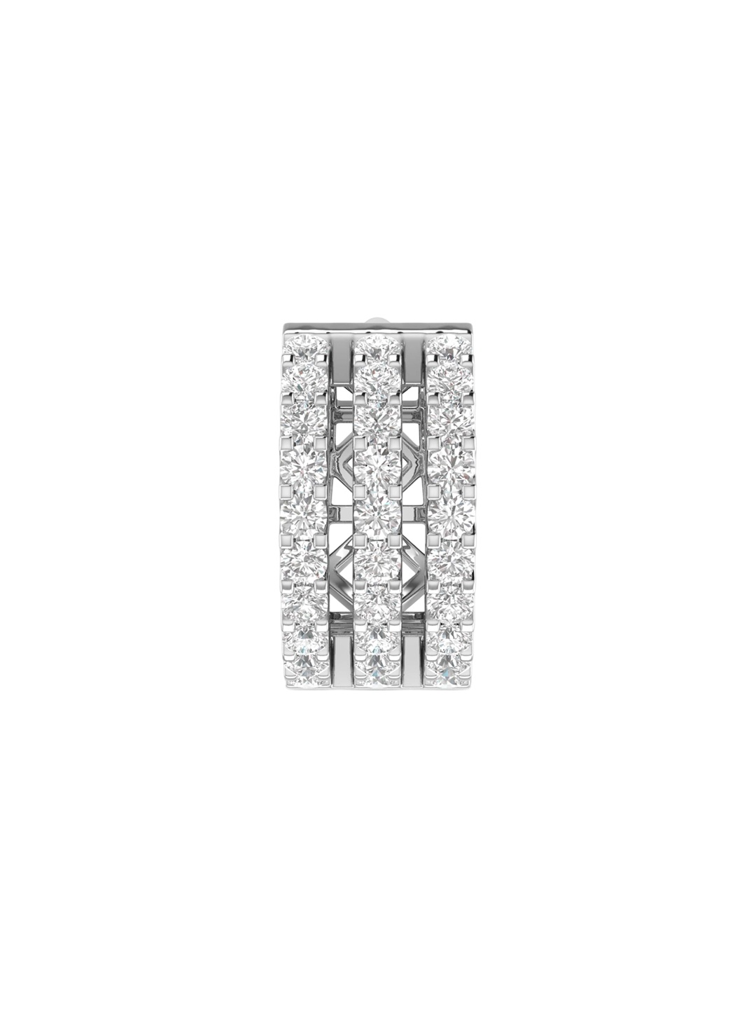 

ORIONZ Men Sterling Silver Cubic Zirconia Studded Contemporary Hoop Earrings
