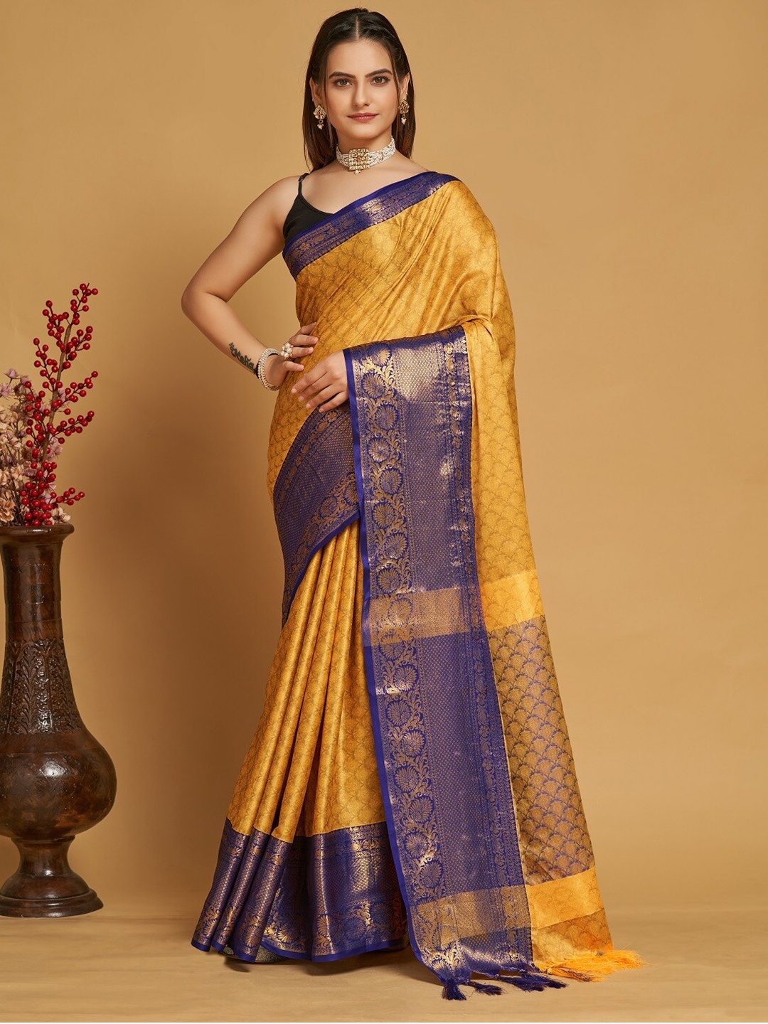

Nimidiya Woven Design Zari Designer Banarasi Saree, Gold