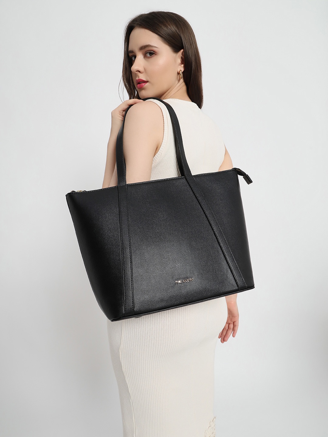 

THE GUSTO Oversized Bucket Tote Bag, Black