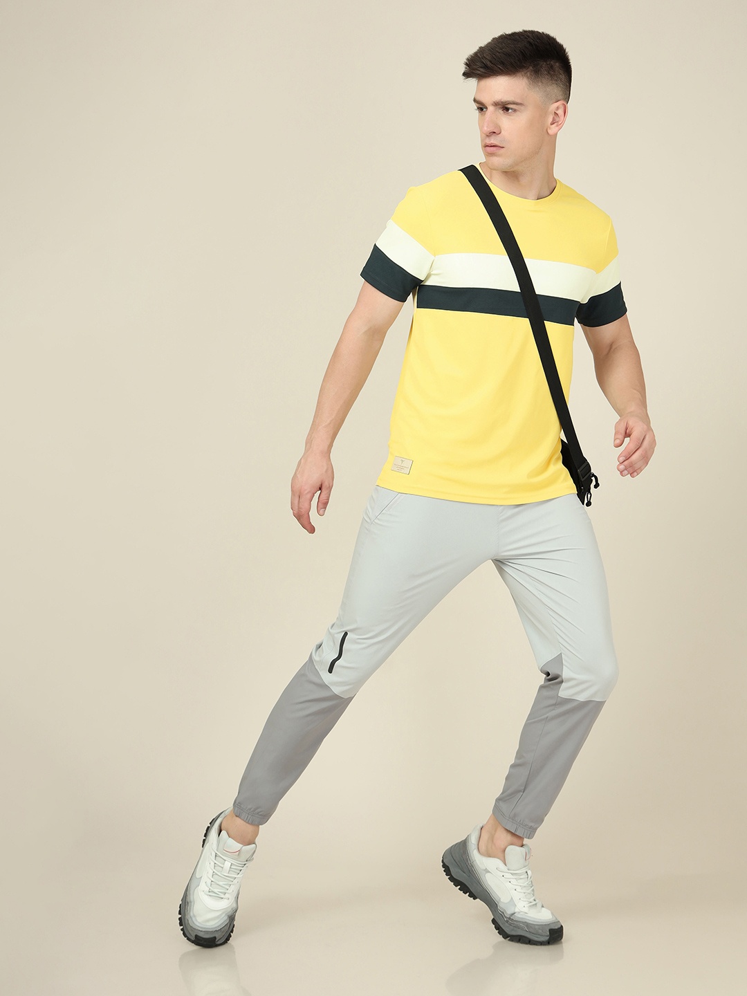 

Technosport SS'24 Colourblocked Round Neck Short Sleeves MATPIQ Slim Fit T-shirt, Yellow