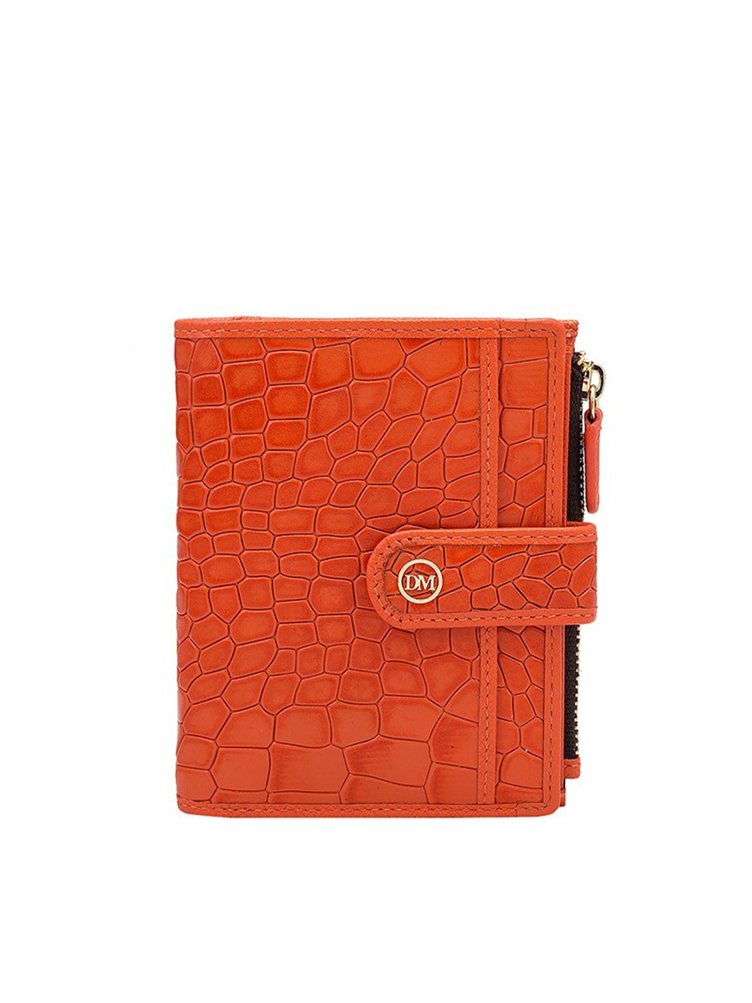 

Da Milano Women Leather Three Fold Wallet, Orange