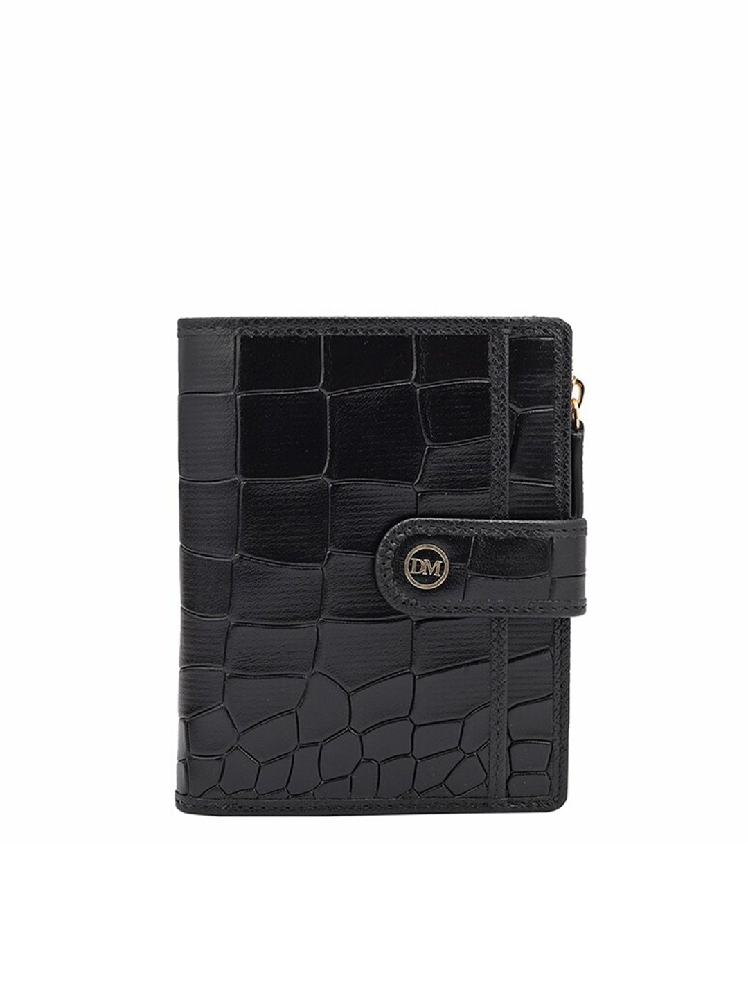 

Da Milano Women Leather Three Fold Wallet, Black