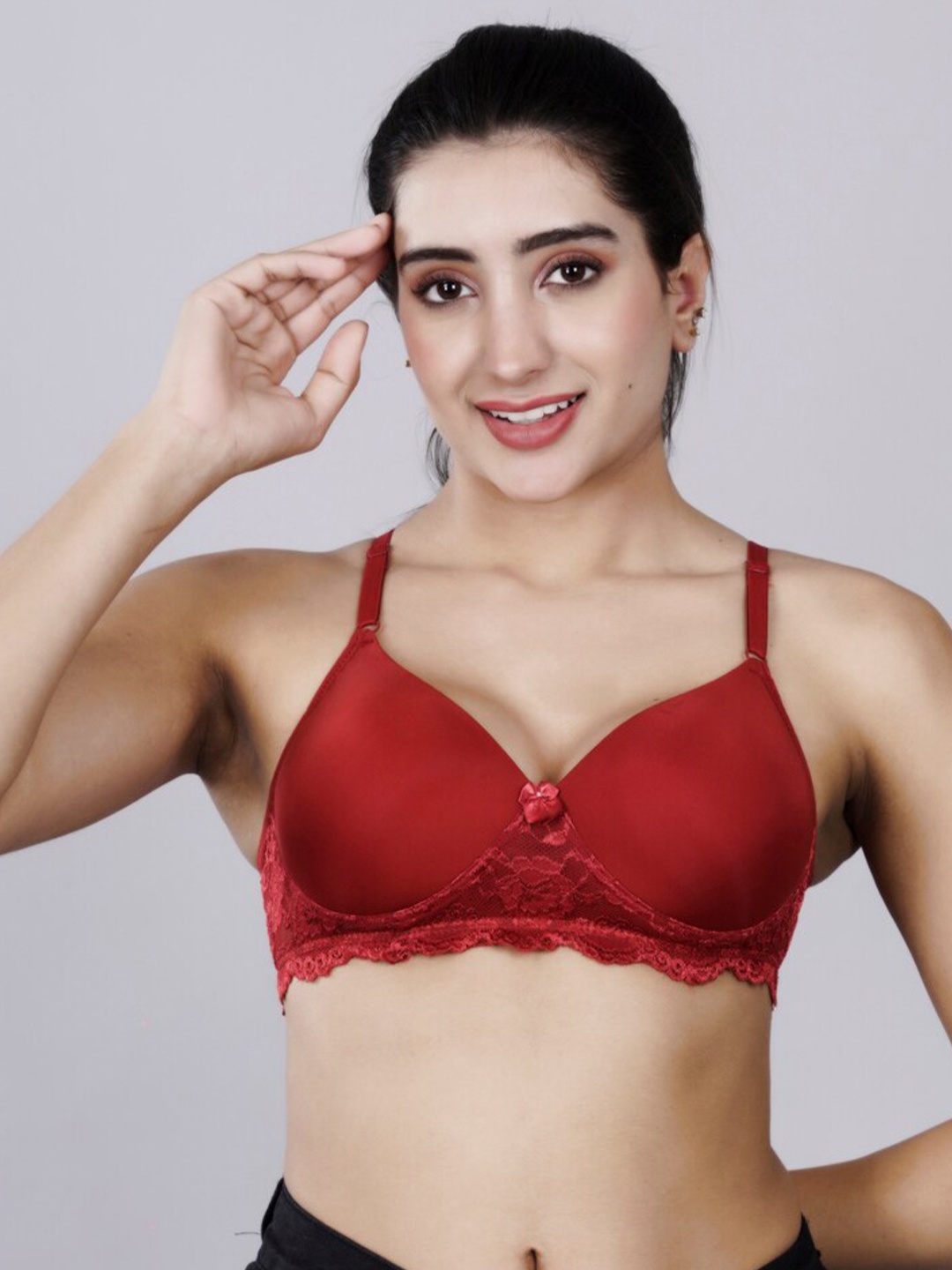 

Herryqeal Full Coverage Underwired Heavily Padded Everyday Bra- All Day Comfort, Maroon