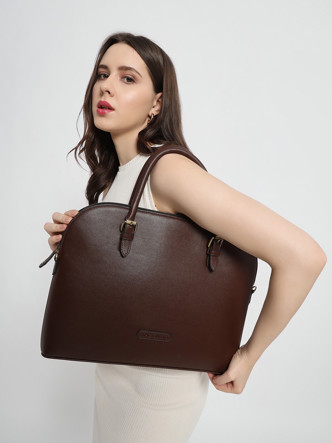 

THE GUSTO PU Laptop Bag, Coffee brown