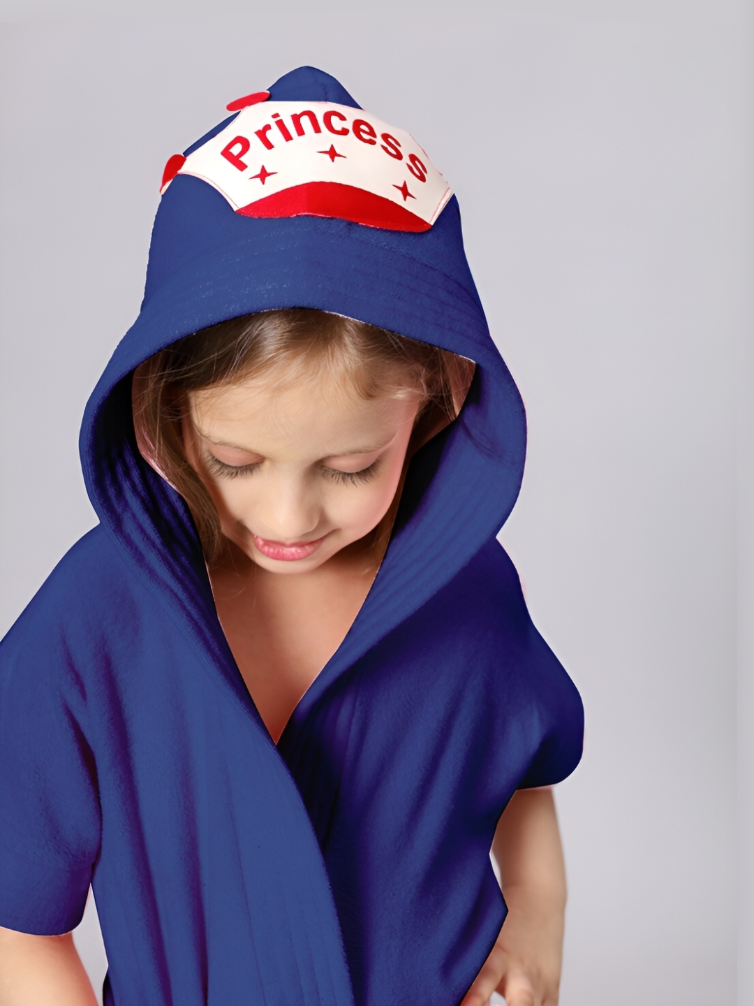 

LacyLook Girls Hooded Micro Terry Bath Robe, Navy blue