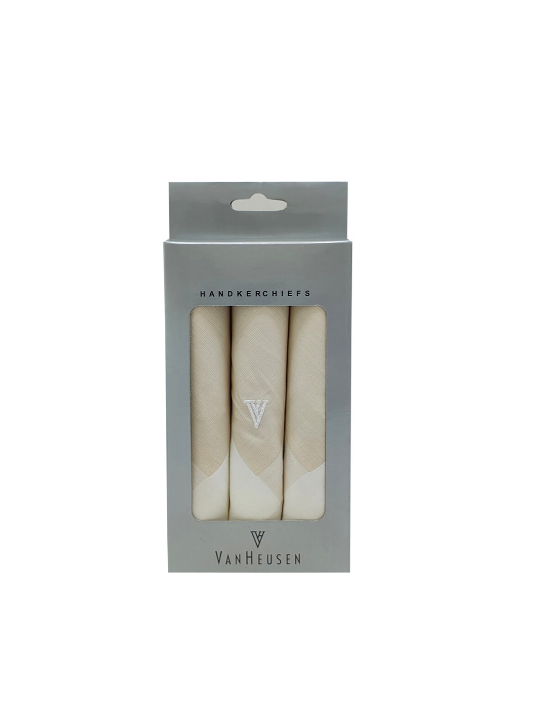 

Van Heusen Men Pack Of 3 Logo Embroidered Cotton Handkerchieves, Beige