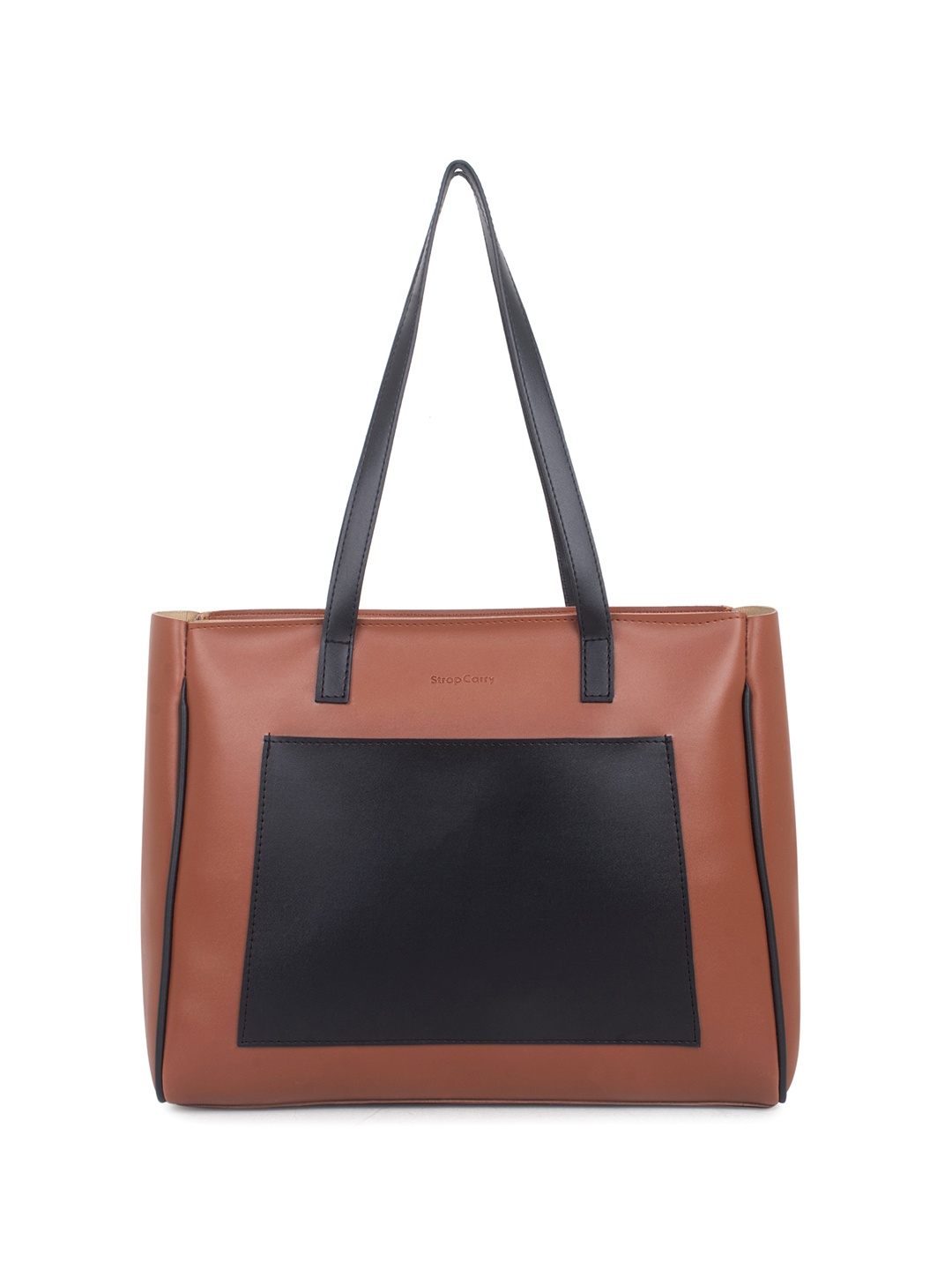 

Stropcarry Colourblocked PU Structured Shoulder Bag, Tan