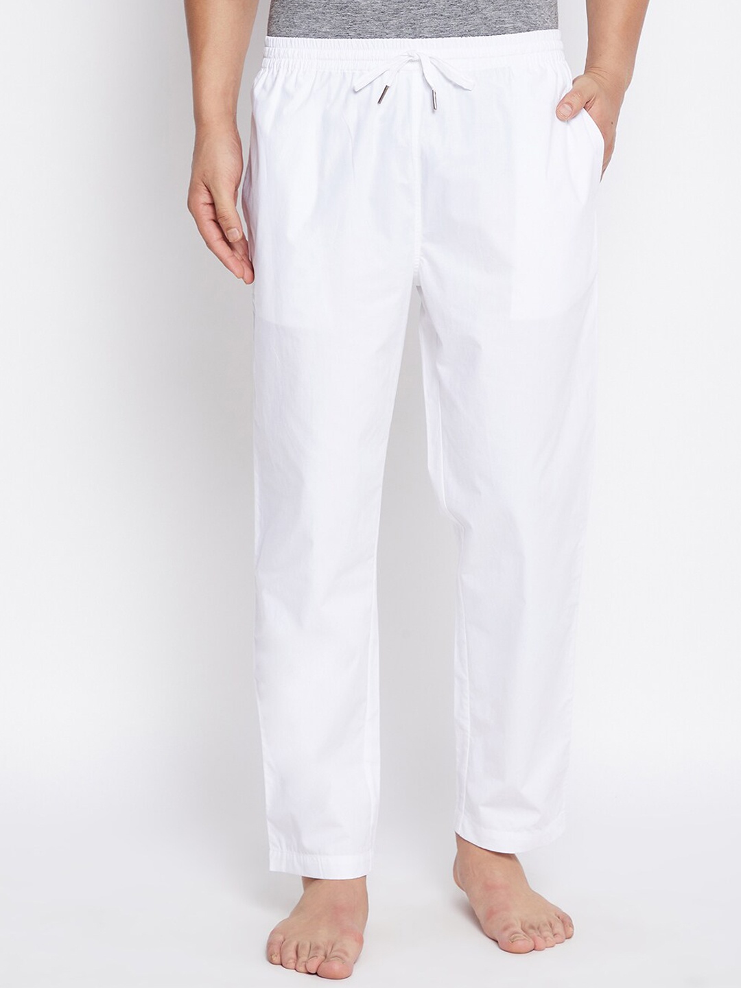 

Hypernation Men Relaxed-Fit Pure Cotton Lounge Pants, White