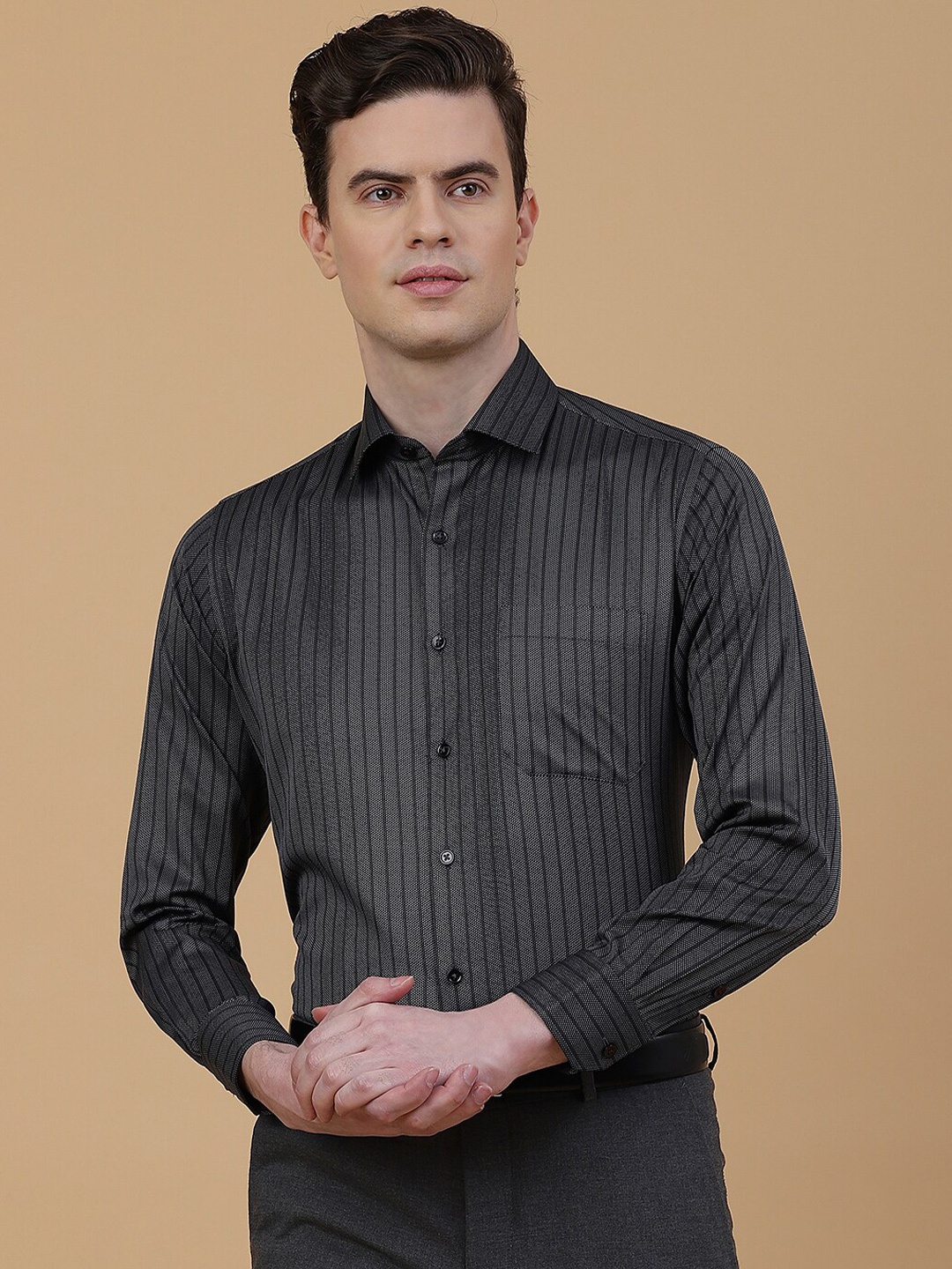 

Greenfibre Slim Fit Spread Collar Cotton Shirt, Grey