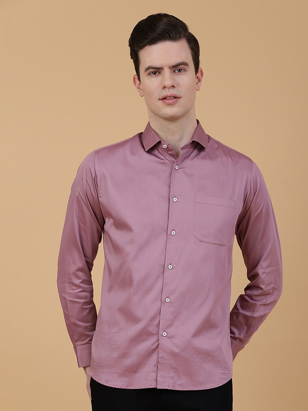 

Greenfibre Slim Fit Spread Collar Long Sleeves Cotton Shirt, Mauve