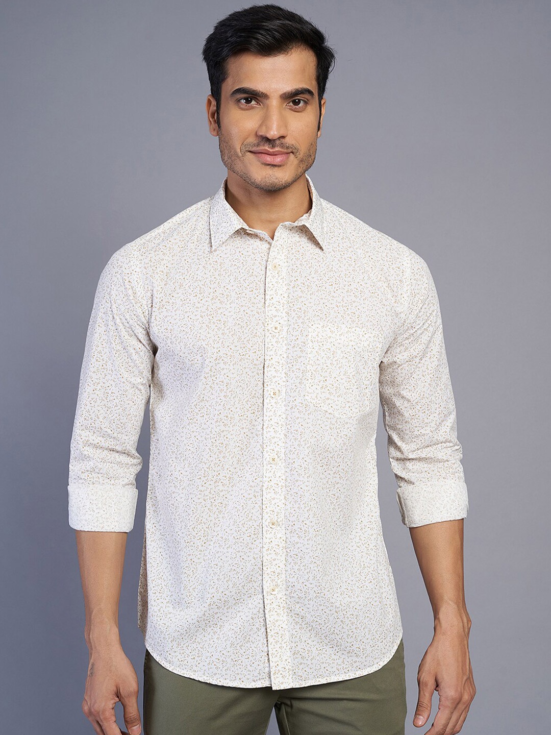 

Greenfibre Abstract Printed Cotton Opaque Casual Shirt, White