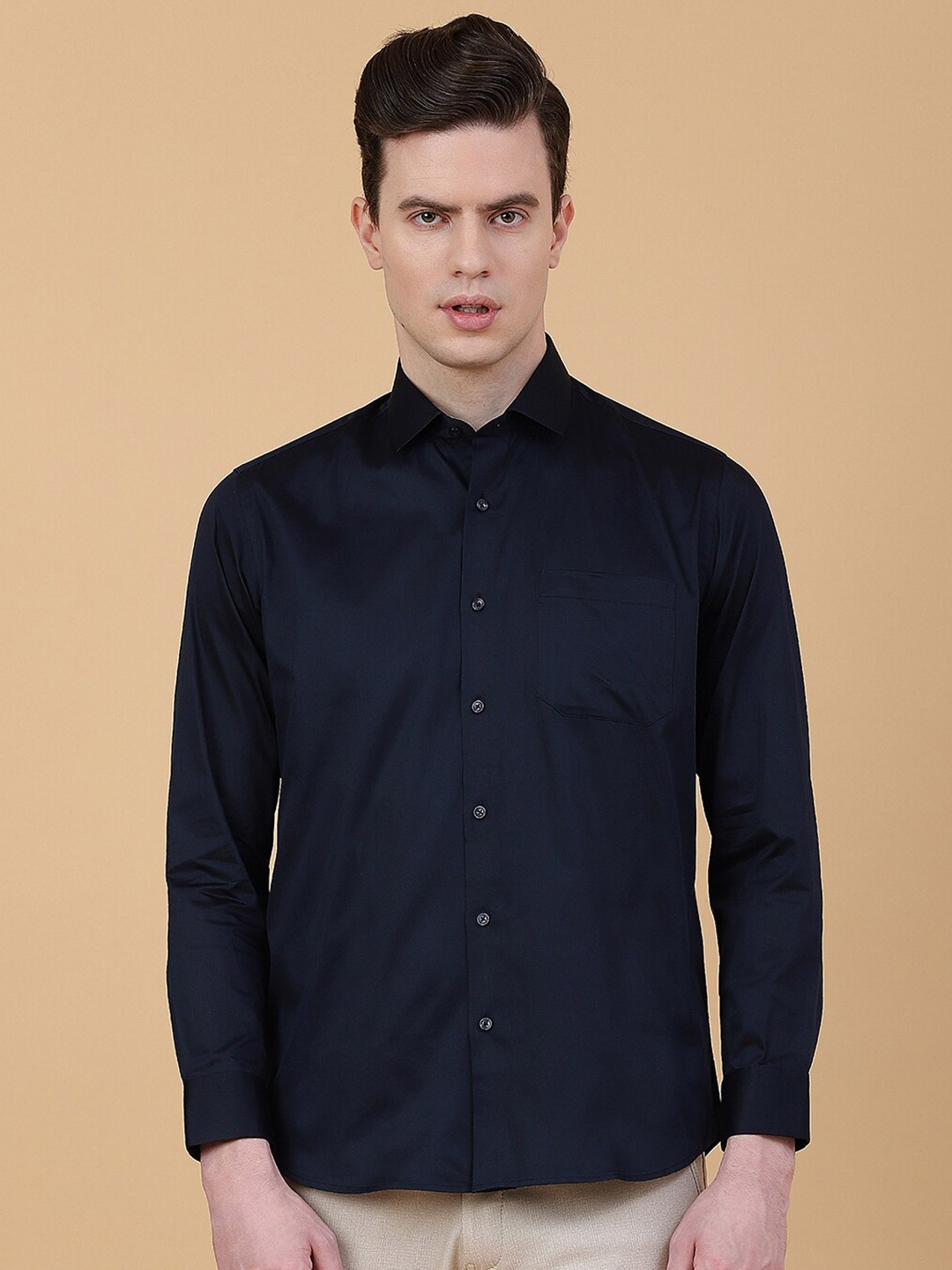 

Greenfibre Slim Fit Cotton Opaque Partywear Shirt, Navy blue