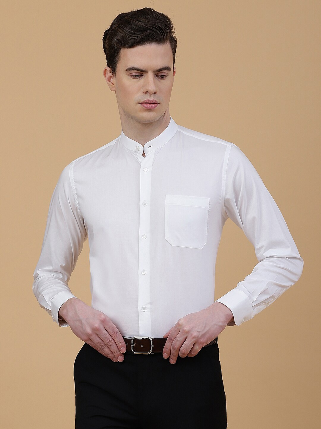 

METAL Slim Fit Cotton Formal Shirt, White