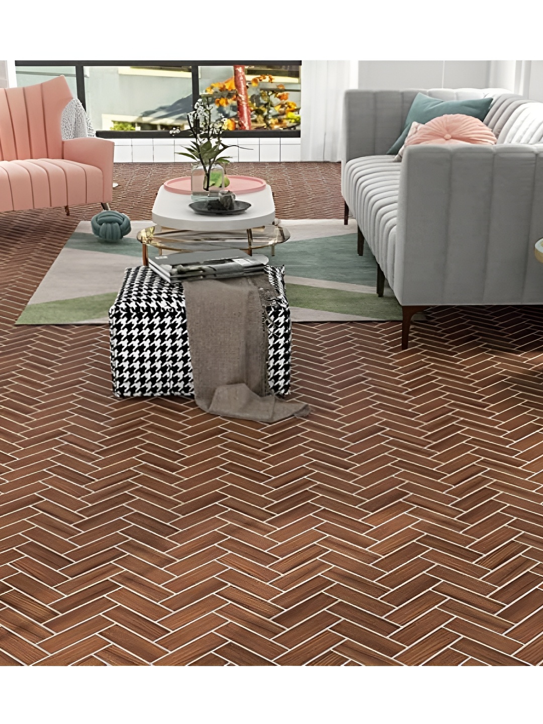 

Asian royal Brown Printed Self Adhesive Floor Covering Wallpaper