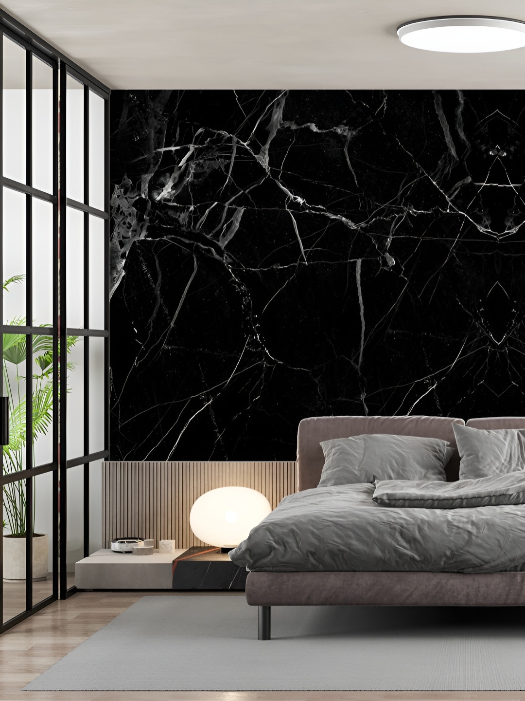 

Asian royal Black & Grey Abstract Pattern Waterproof Self-Adhesive Floor Wallpaper