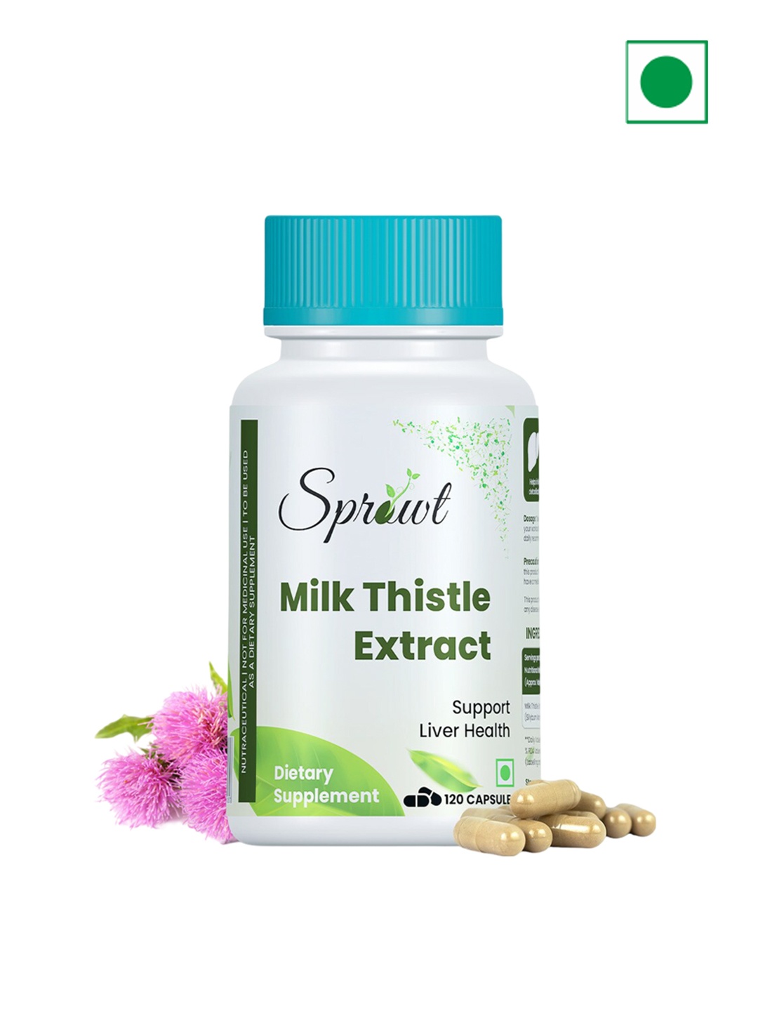 

Sprowt Milk Thistle Liver Detox Capsules - 120 Capsules, Blue