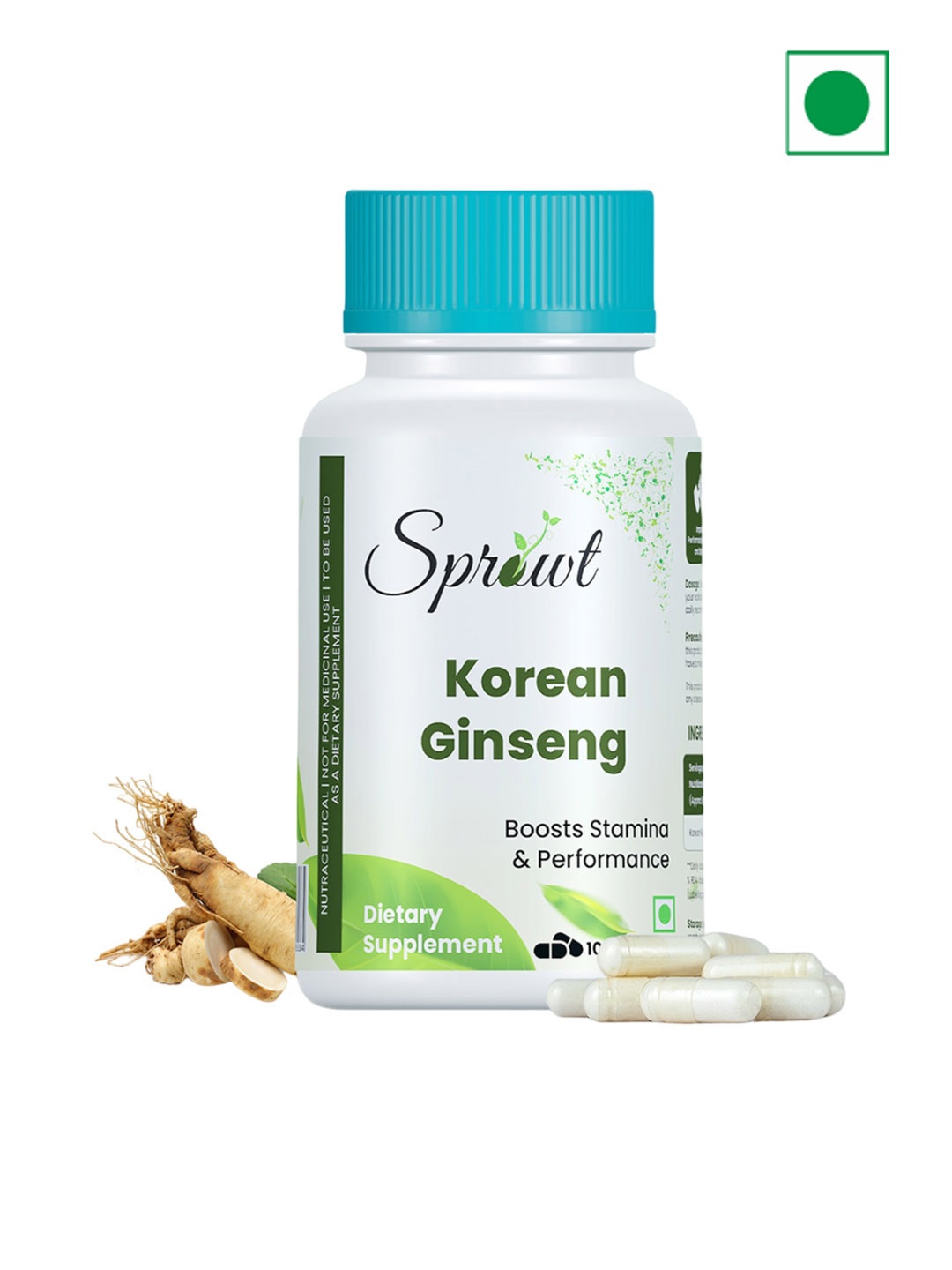

Sprowt Korean Ginseng 1000mg Capsules - 100 Capsules, White