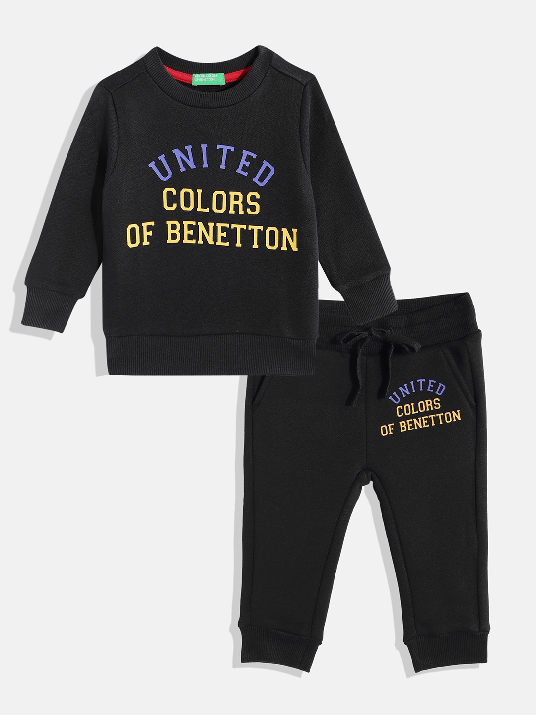 

United Colors of Benetton Boys Pack Of 2 Printed Sweatshirts & Joggers, Black