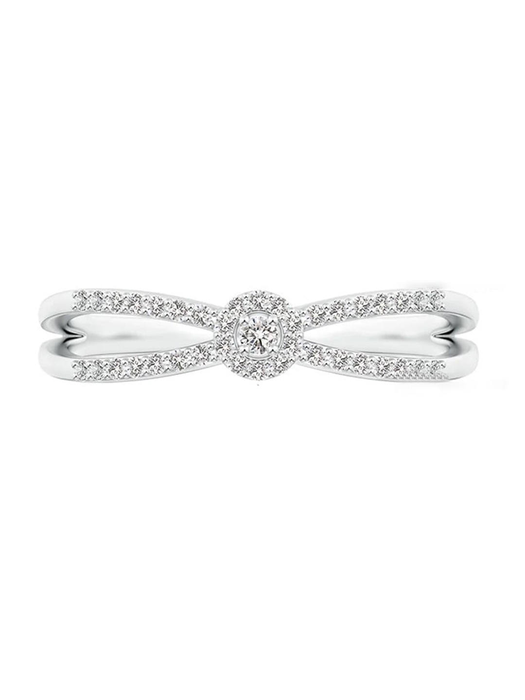 

Angara Round Diamond Cluster Split Shank 18Kt Promise Ring, White