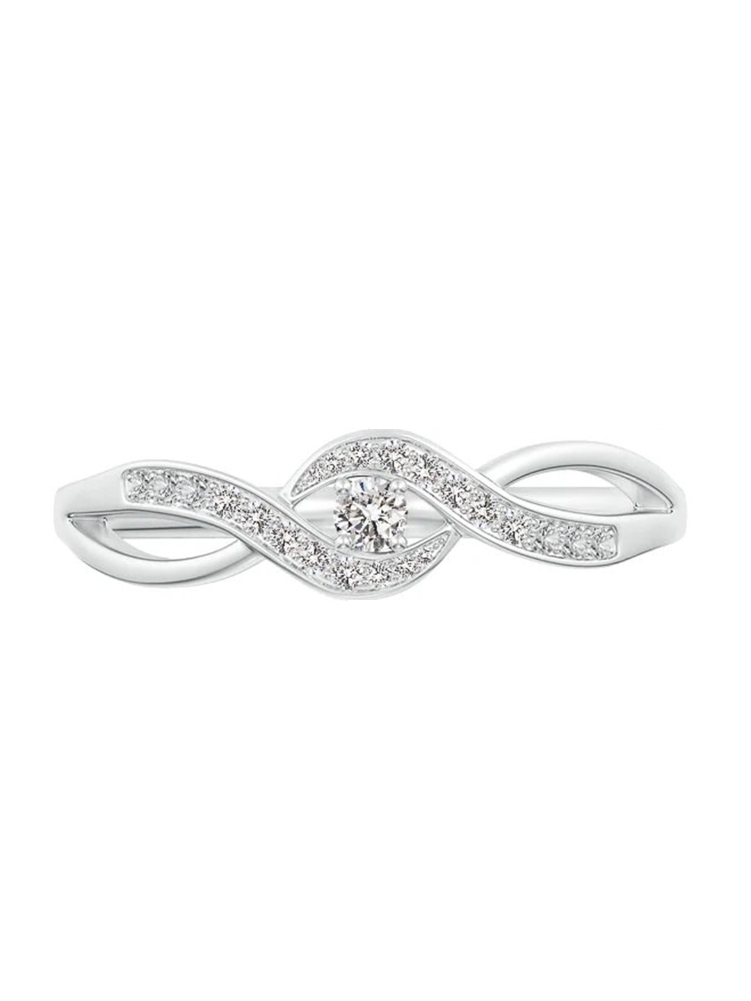 

Angara 18KT White Gold Solitaire Round Natural Diamond Infinity Promise Ring, Silver