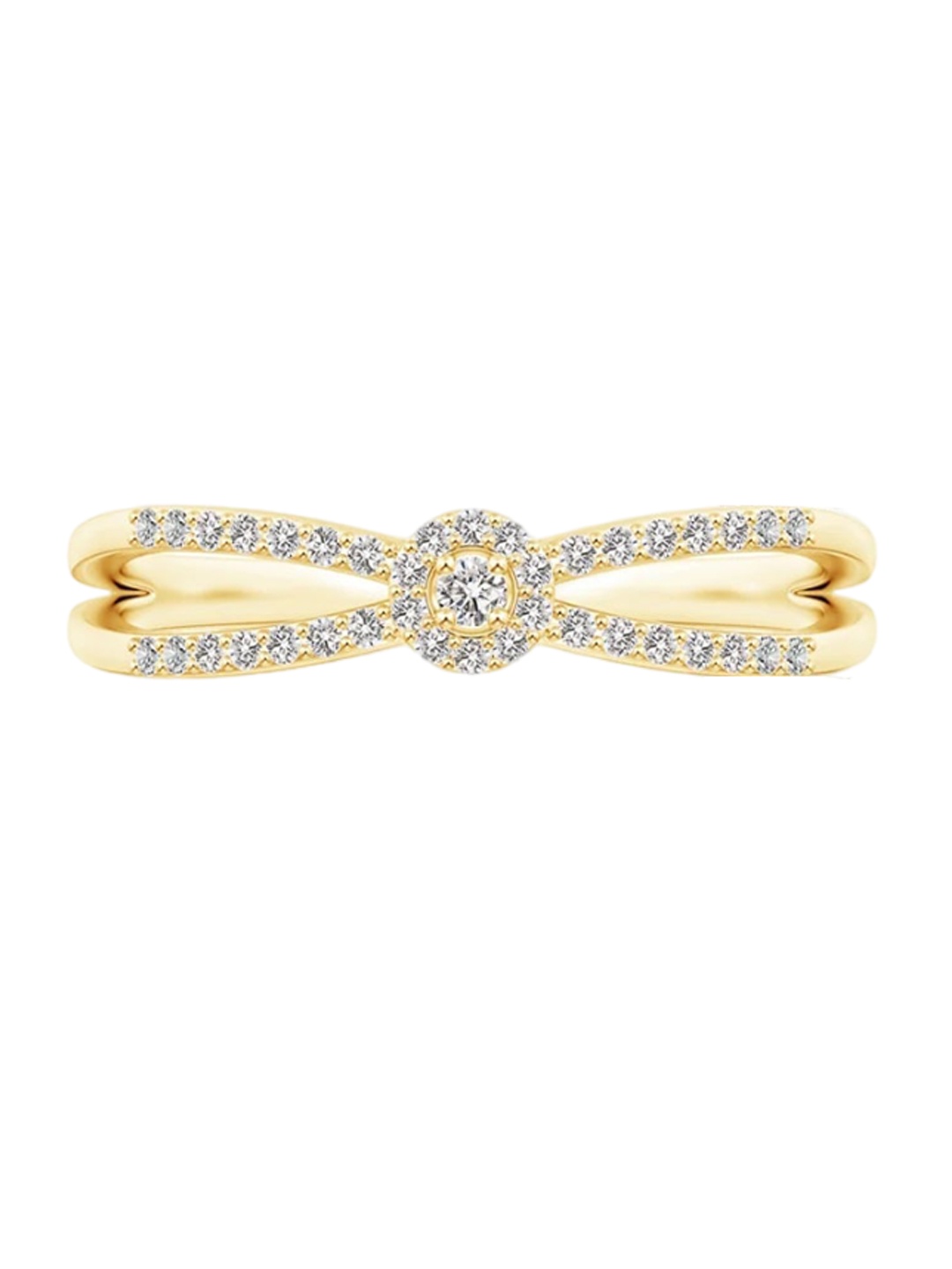 

Angara 14KT Yellow Gold Round Natural Diamond Cluster Split Shank Promise Ring