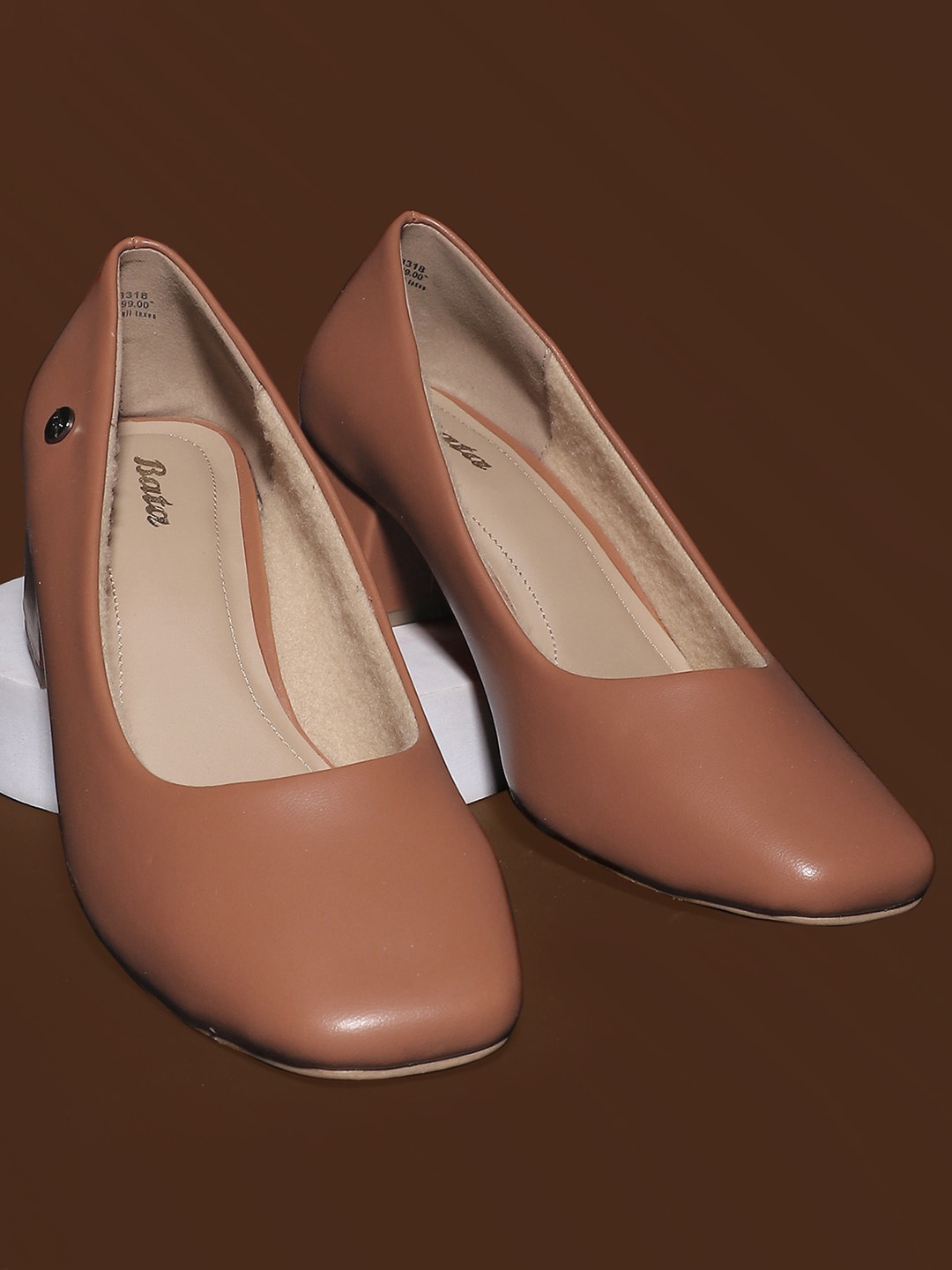 

Bata Block Heeled Pumps, Tan