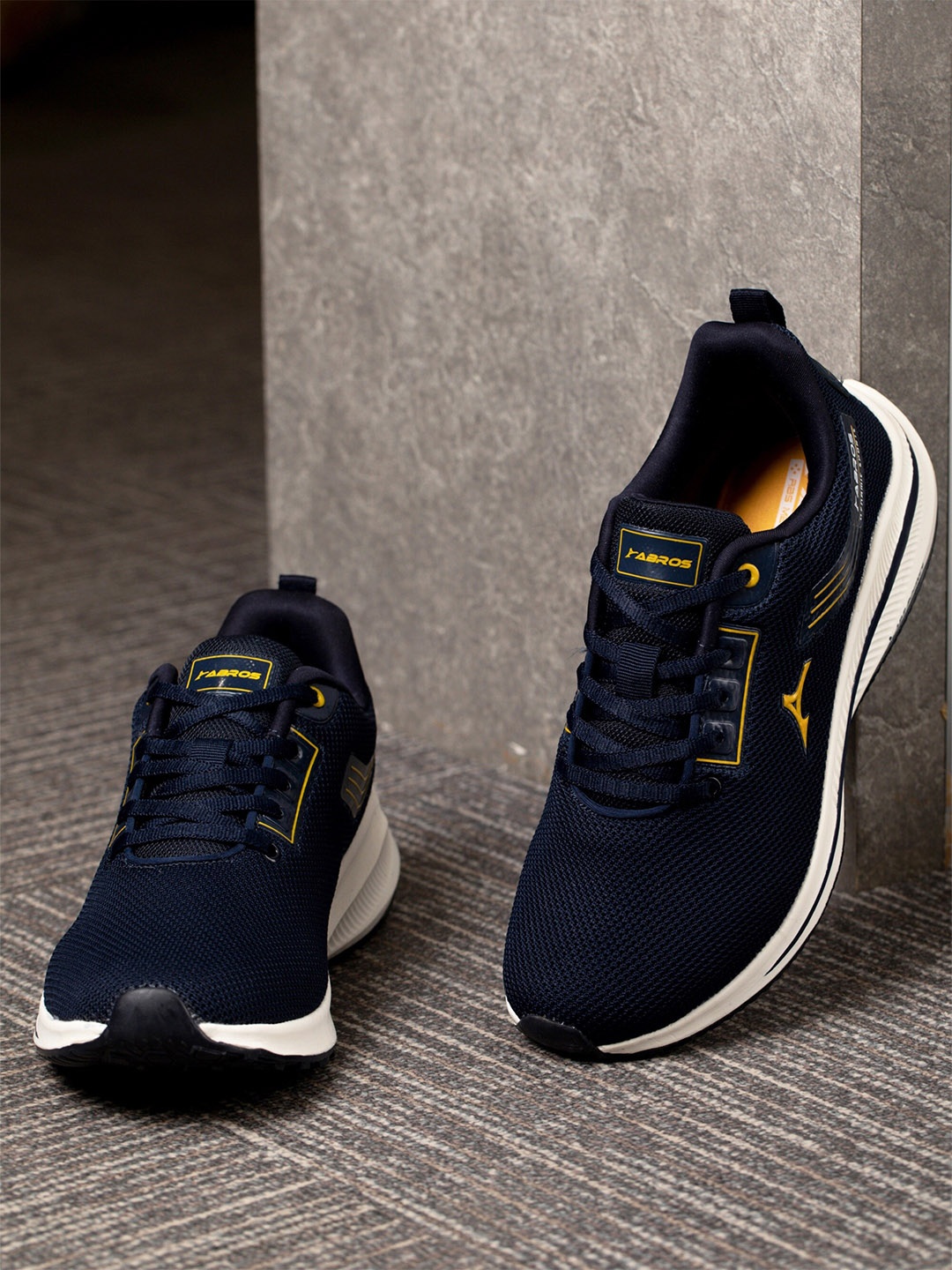 

ABROS Men Memory Foam Mesh Running Shoes, Navy blue