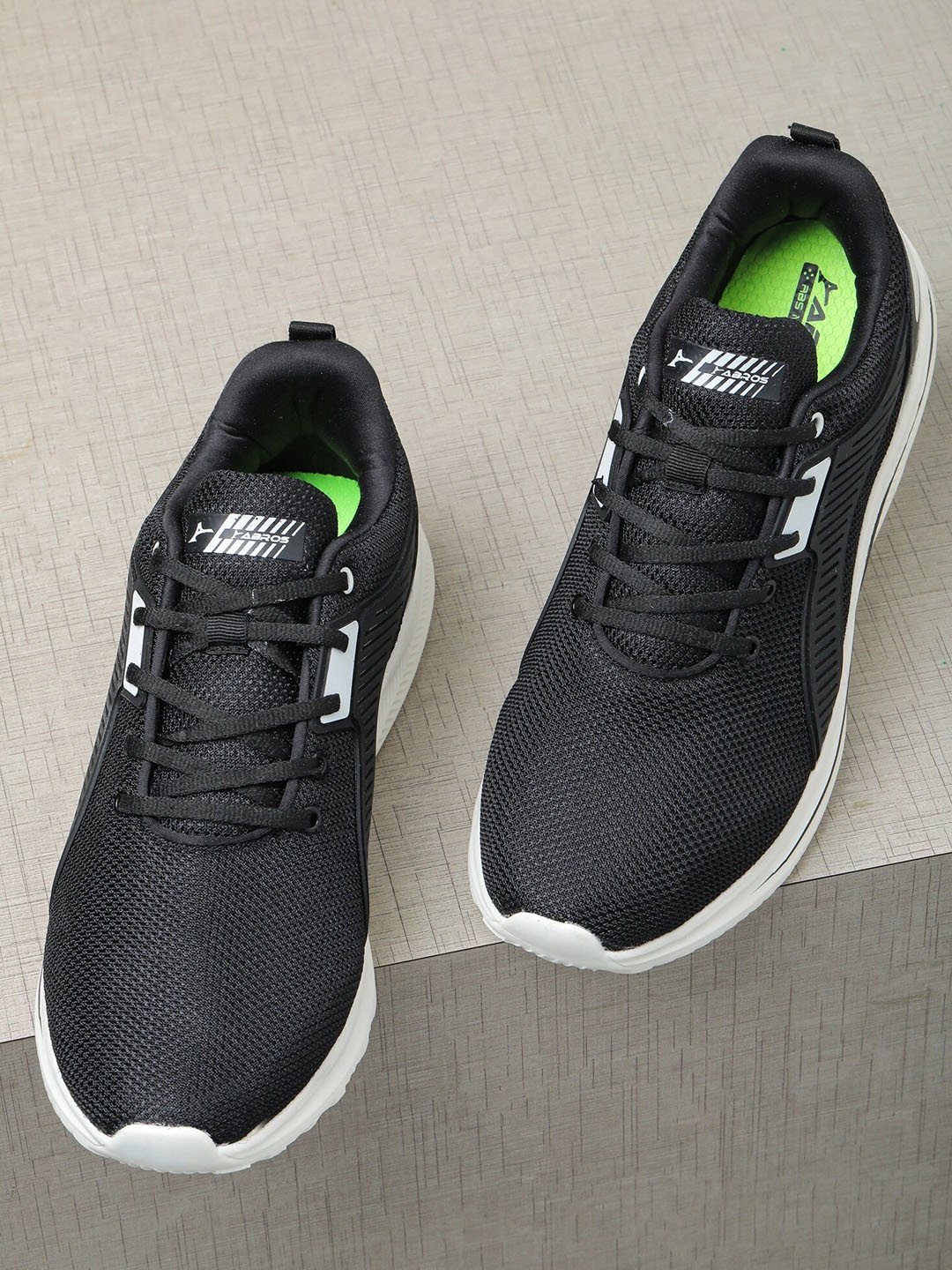 

ABROS Men Memory Foam Mesh Running Shoes, Black