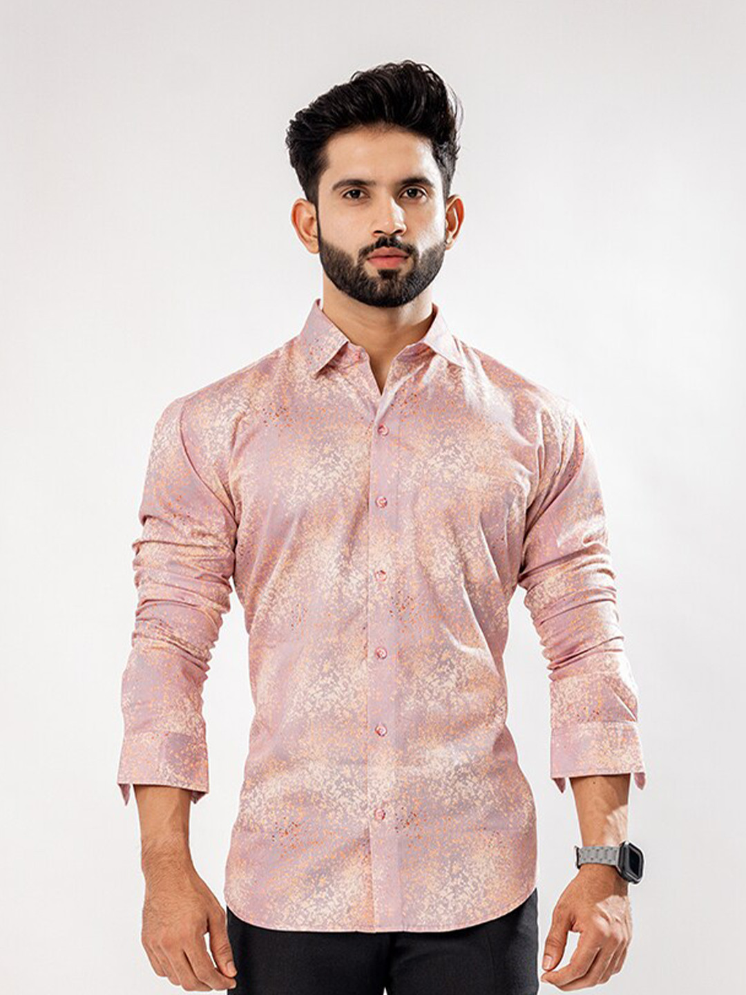 

ROYALTAIL Comfort Opaque Printed Cotton Casual Shirt, Purple