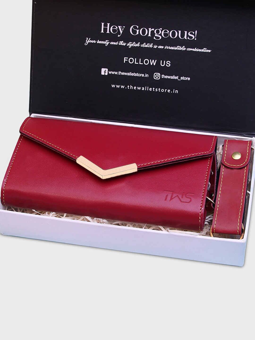 

The Wallet Store Unisex Leather Clutch & Keychain Accessory Gift Set, Red