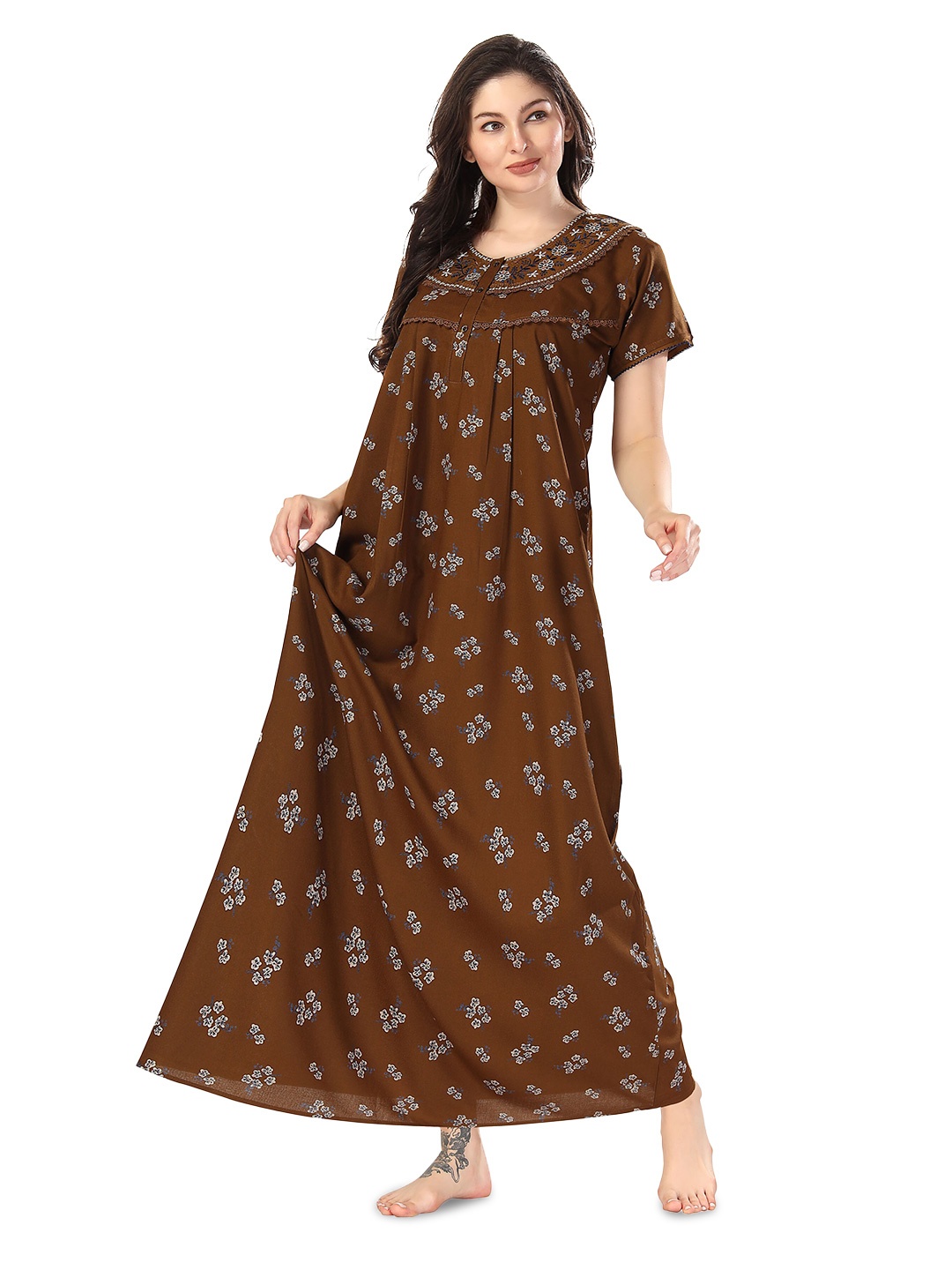 

Soulemo Floral Printed Maxi Nightdress, Tan