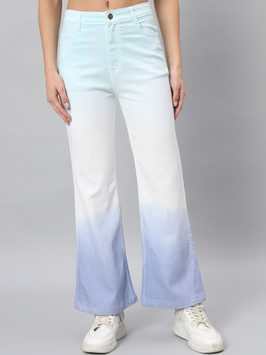 

GUTI Women Flared High-Rise Ombre Stretchable Jeans, Blue