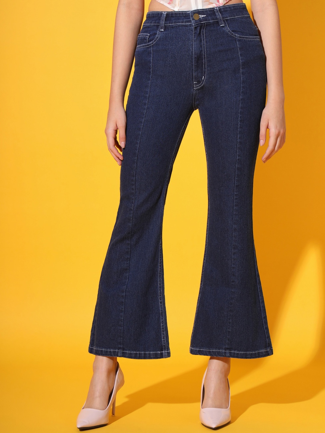 

GUTI Women Bootcut High-Rise Stretchable Jeans, Blue