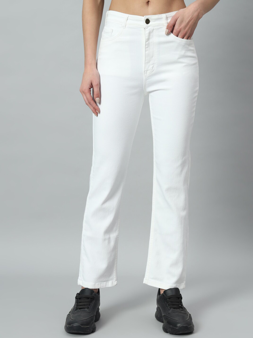 

GUTI Women High-Rise Stretchable Jeans, White