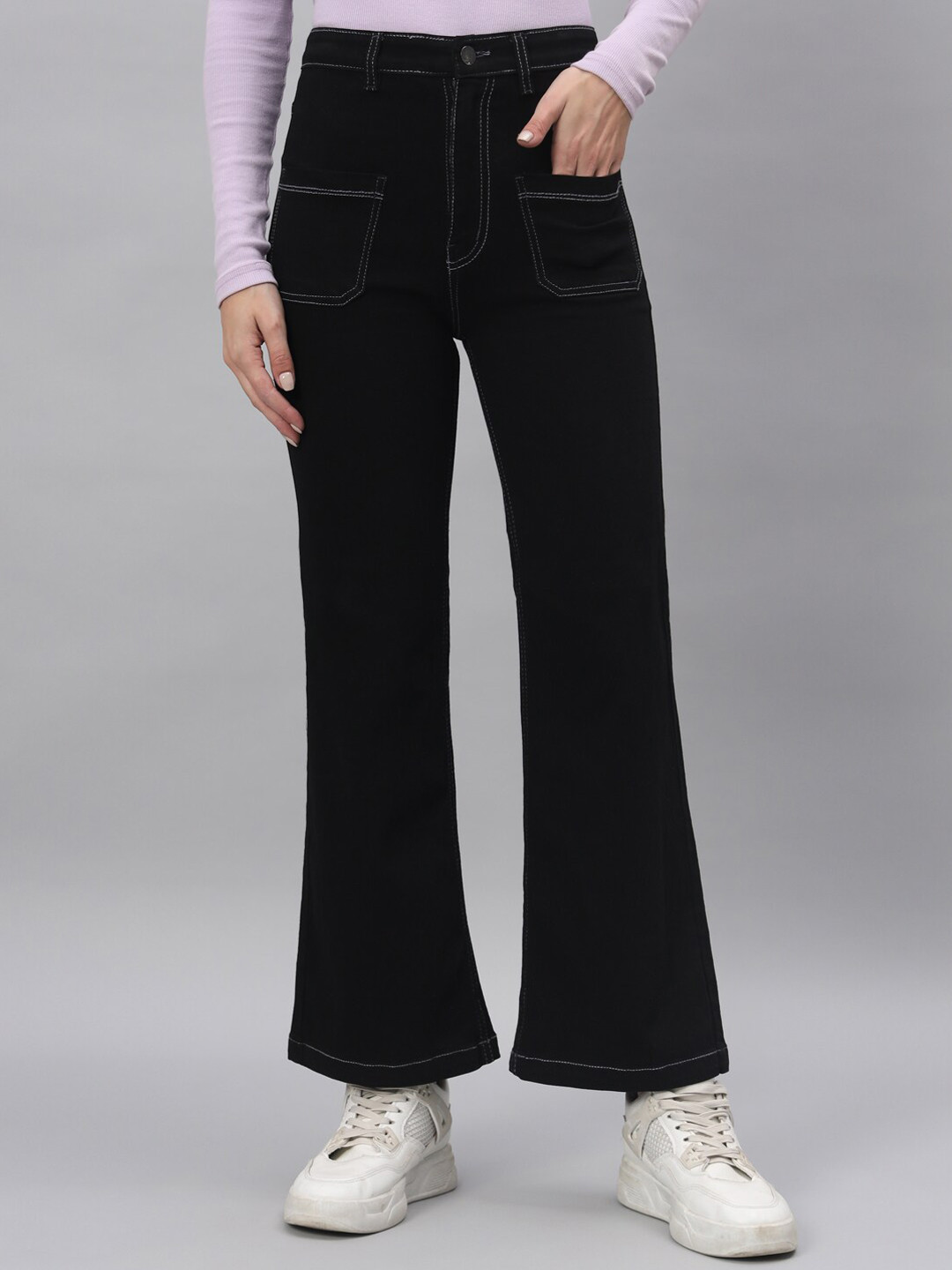 

GUTI Women Bootcut High-Rise Stretchable Jeans, Black