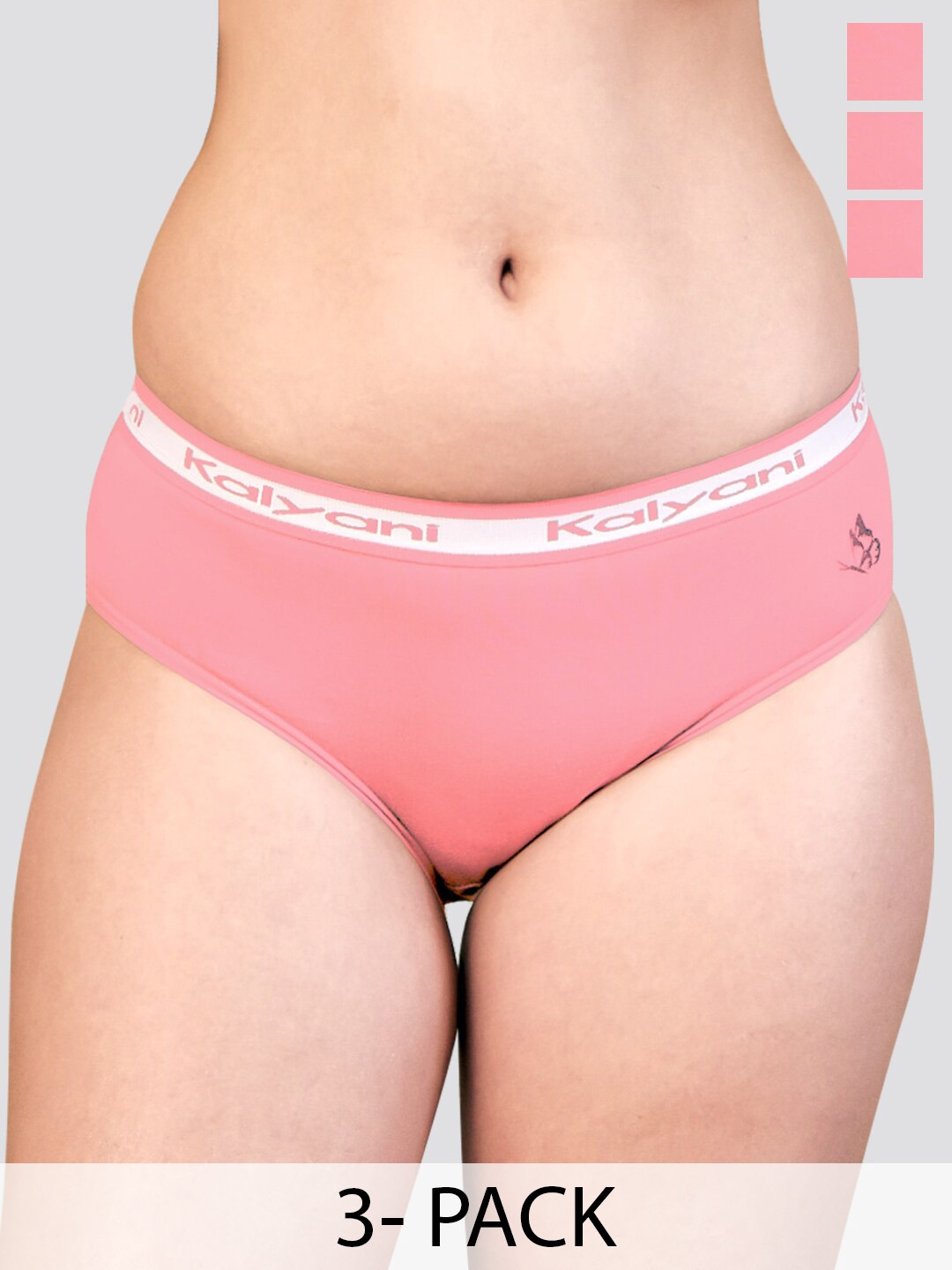 

Kalyani Jazzie Pack Of 3 Mid-Rise Pure Cotton Anti-Odour Hipster Briefs, Pink