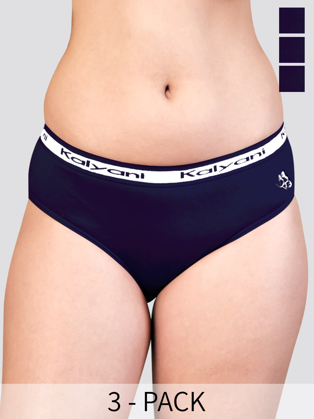 

Kalyani Jazzie Pack Of 3 Mid-Rise Pure Cotton Hipster Briefs, Blue