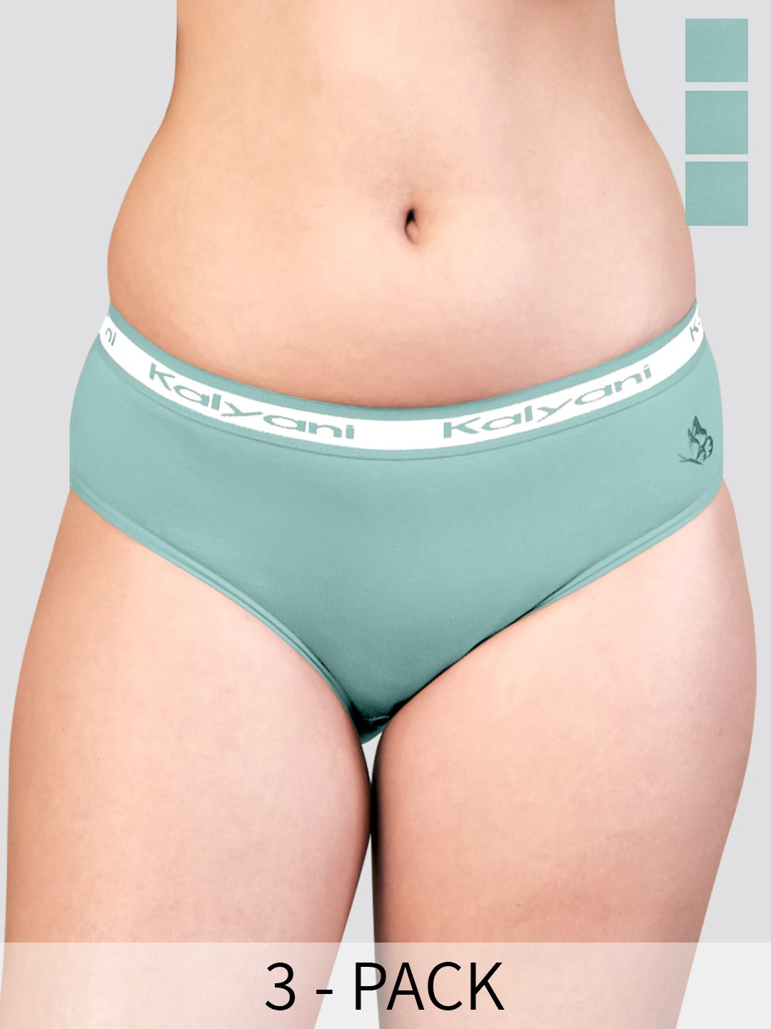 

Kalyani Jazzie Pack Of 3 Mid-Rise Pure Cotton Anti-Odour Hipster Briefs, Sea green