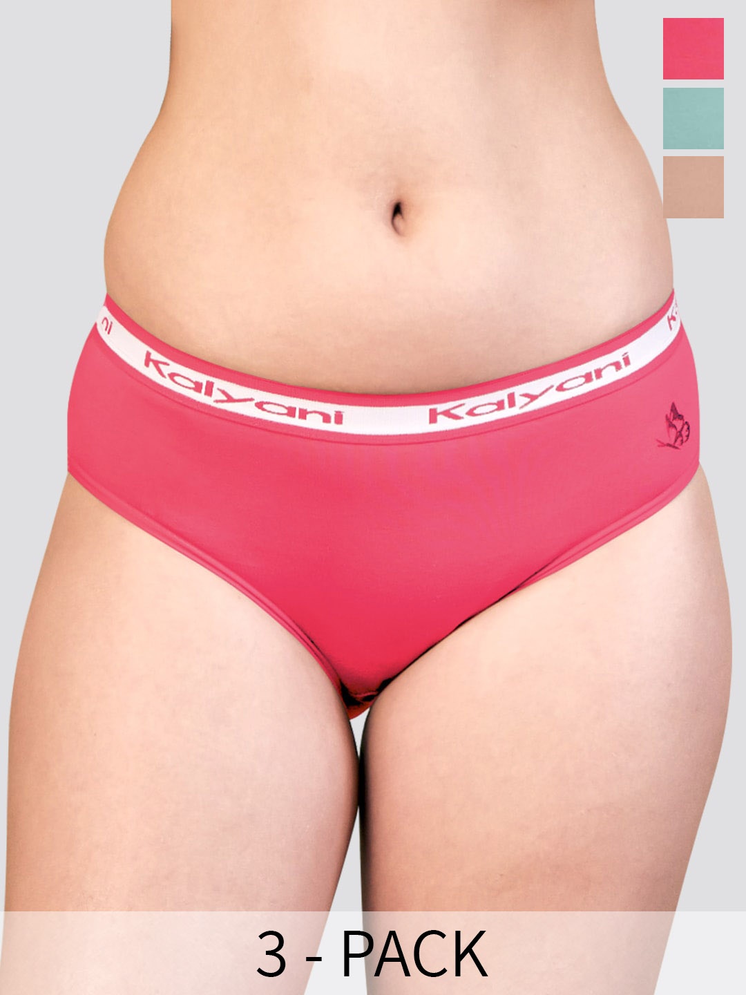 

Kalyani Jazzie Pack Of 3 Mid-Rise Pure Cotton Anti-Odour Hipster Briefs, Coral