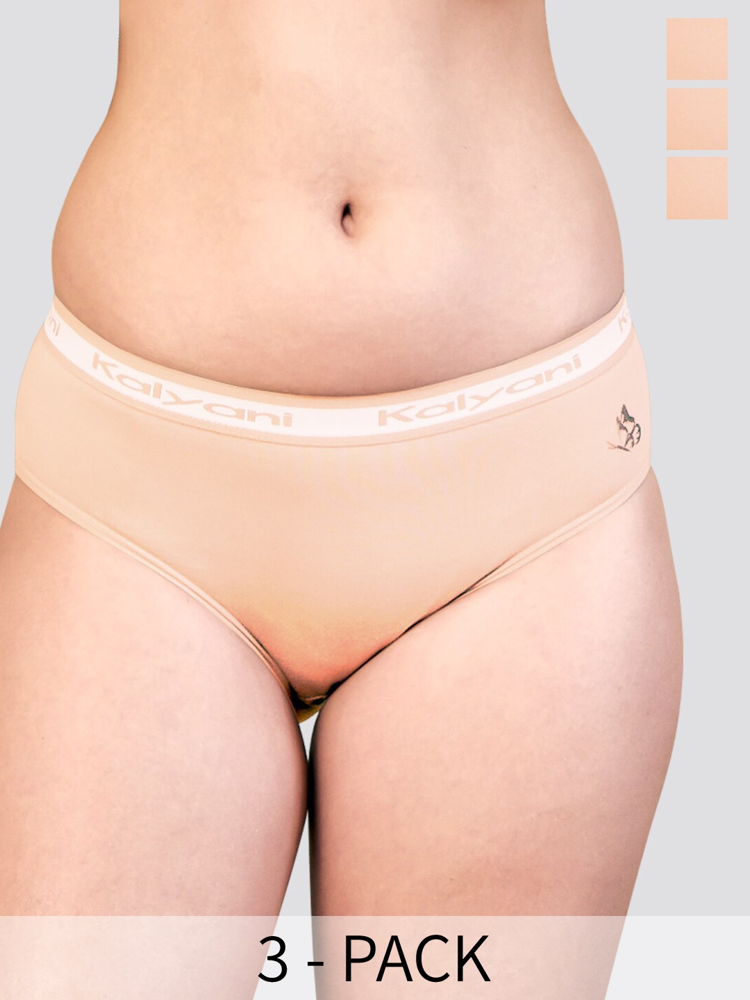 

Kalyani Jazzie Pack Of 3 Mid-Rise Pure Cotton Anti-Odour Hipster Briefs, Peach