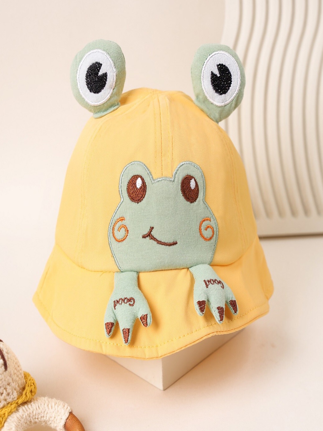 

KICKS & CRAWL Infants Self Design Cotton Beanie, Yellow
