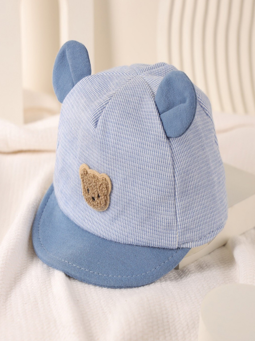 

KICKS & CRAWL Kids Printed Little Bear Cotton Cap, Blue